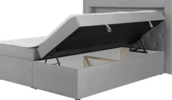 Łóżko kontynentalne 140x200 cm Goldess z pojemnikami i oświetleniem LED szare welwet