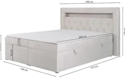 Łóżko kontynentalne 140x200 cm Goldess z pojemnikami i oświetleniem LED butelkowa zieleń welwet