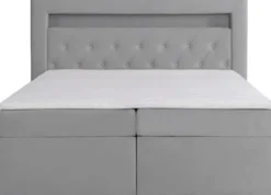 Łóżko kontynentalne 160x200 cm Goldess z pojemnikami i oświetleniem LED szare welwet
