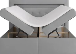 Łóżko kontynentalne 180x200 cm Goldess z pojemnikami i oświetleniem LED szare welwet