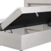 Łóżko kontynentalne 180x200 cm Goldess z pojemnikami i oświetleniem LED szarobeżowe welwet