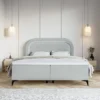 Łóżko kontynentalne 180x200 cm Loreo z topperem i pojemnikami gołębie welur hydrofobowy