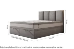 Łóżko kontynentalne 140x200 cm Mercatale z pojemnikami oliwkowy welur