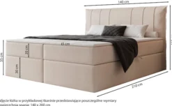 Łóżko kontynentalne 140x200 cm Moly z materacem bonellowym i topperem eukaliptusowe welur hydrofobowy