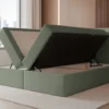 Łóżko kontynentalne 180x200 cm Moly z materacem bonellowym i topperem eukaliptusowe welur hydrofobowy