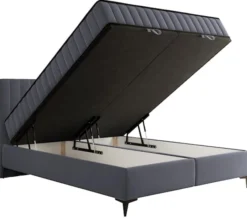 Łóżko kontynentalne 180x200 cm Mufasso z pojemnikiem szare welur hydrofobowy