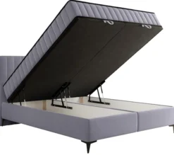 Łóżko kontynentalne 180x200 cm Mufasso z pojemnikiem jasnoszare welur hydrofobowy