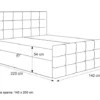 Łóżko kontynentalne 140x200 cm Padwa z pojemnikami i topperem jasnoszare welur
