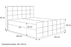 Łóżko kontynentalne 160x200 cm Padwa z pojemnikami i topperem szare welur