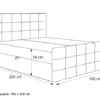 Łóżko kontynentalne 160x200 cm Padwa z pojemnikami i topperem jasnoszare welur