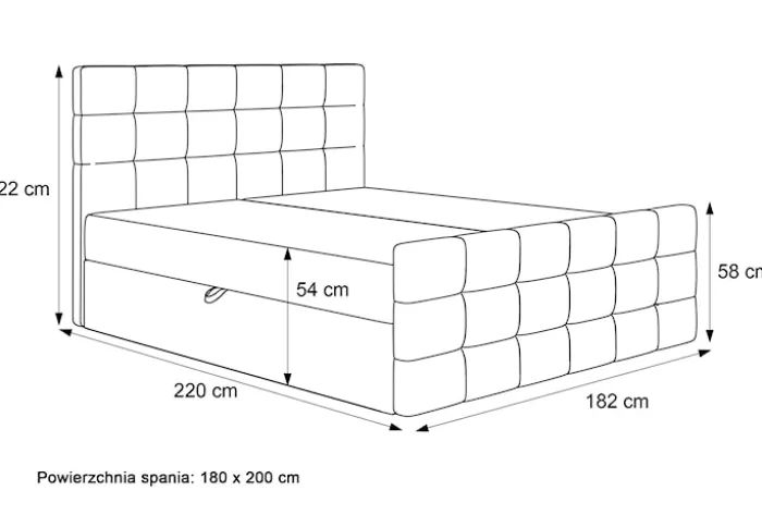 Łóżko kontynentalne 180x200 cm Padwa z pojemnikami i topperem oliwkowe welur