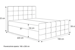 Łóżko kontynentalne 180x200 cm Padwa z pojemnikami i topperem szare welur