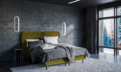 Łóżko kontynentalne 180x200 cm Palmori oliwkowe welur hydrofobowy