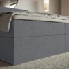 Łóżko kontynentalne 140x200 cm Softie z pojemnikami i topperem grafitowe szenil
