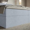 Łóżko kontynentalne 180x200 cm Softie z pojemnikami i topperem błękitne szenil