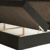 Łóżko kontynentalne 140x200 cm Softie z pojemnikami i topperem ciemnozielone welur hydrofobowy