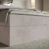 Łóżko kontynentalne 180x200 cm Softie z pojemnikami i topperem szarobrązowe welur hydrofobowy