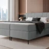 Łóżko kontynentalne 140x200 cm Suzi z materacem bonellowym i topperem szare welur hydrofobowy