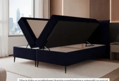 Łóżko kontynentalne 140x200 cm Suzi z materacem bonellowym i topperem eukaliptusowe welur hydrofobowy