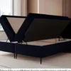 Łóżko kontynentalne 200x200 cm Suzi z materacem bonellowym i topperem granatowe welur hydrofobowy
