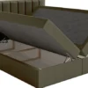 Łóżko kontynentalne 160x200 cm Togents z pojemnikami i topperem ciemnozielone szenil hydrofobowy