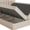 Łóżko kontynentalne 180x200 cm Togents z pojemnikami i topperem beżowe szenil hydrofobowy