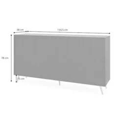 Komoda Bello z lamelowymi frontami 154 cm czarna/dąb wotan