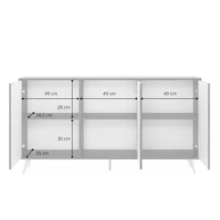Komoda Bello z lamelowymi frontami 154 cm czarna/dąb wotan