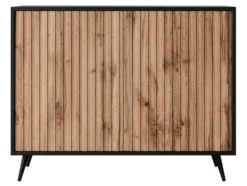 Komoda Bello z lamelowymi frontami 104 cm czarna/dąb wotan