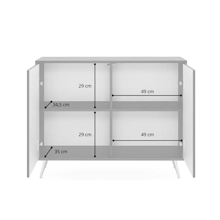 Komoda Bello z lamelowymi frontami 104 cm czarna/dąb wotan