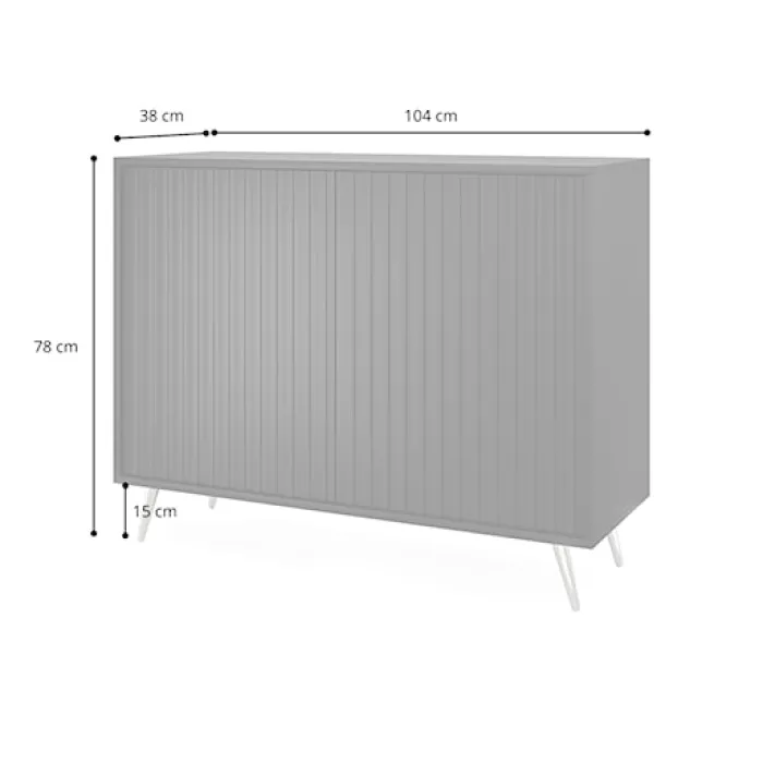 Komoda Bello z lamelowymi frontami 104 cm czarna/dąb wotan