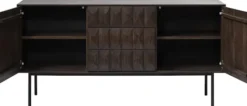 Komoda Chesseo dwudrzwiowa z trzema szufladami na metalowych nogach dąb espresso