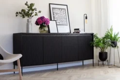 Komoda czterodrzwiowa Trend niska 193 cm z LED Czarna
