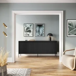 Komoda czterodrzwiowa Trend niska 193 cm z LED Czarna