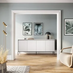 Komoda czterodrzwiowa Trend niska 193 cm z LED Biała
