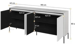 Komoda czterodrzwiowa Trend niska 193 cm z LED Biała