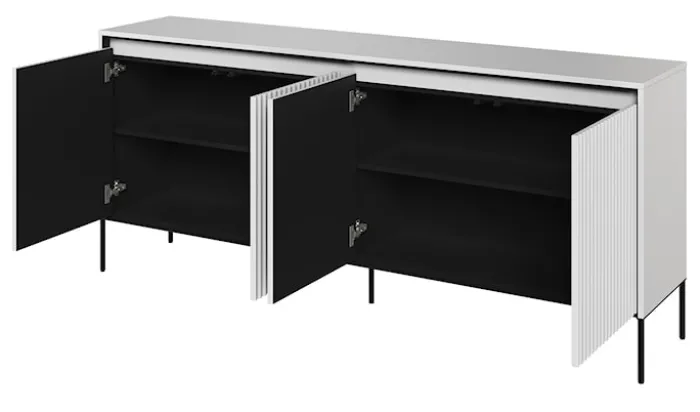 Komoda czterodrzwiowa Trend niska 193 cm z LED Biała