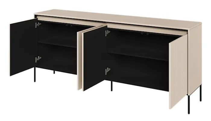 Komoda czterodrzwiowa Trend niska 193 cm z LED Beżowa