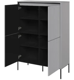 Komoda czterodrzwiowa Trend wysoka 98 cm z LED Szara