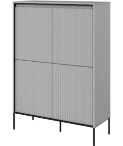 Komoda czterodrzwiowa Trend wysoka 98 cm z LED Szara