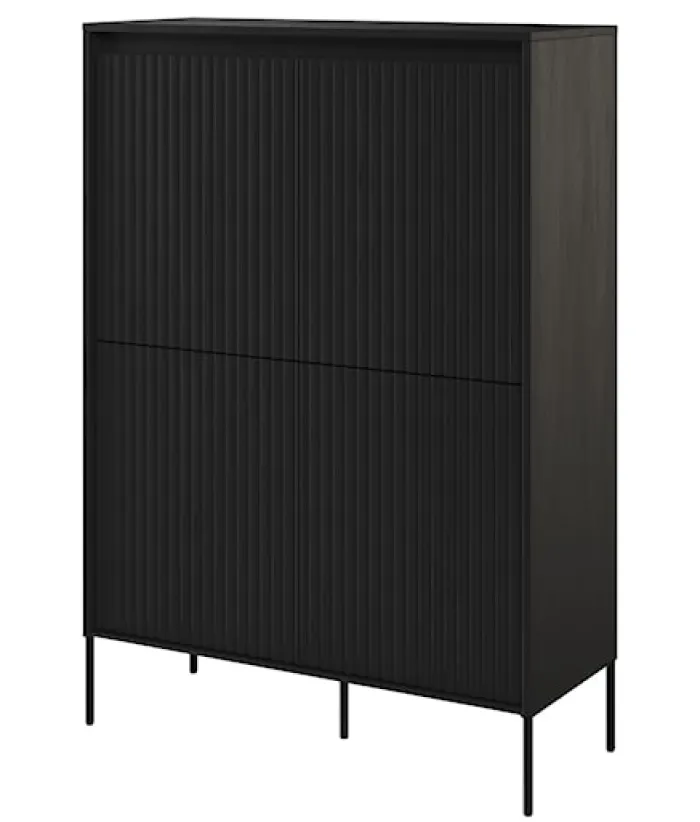 Komoda czterodrzwiowa Trend wysoka 98 cm z LED Czarna