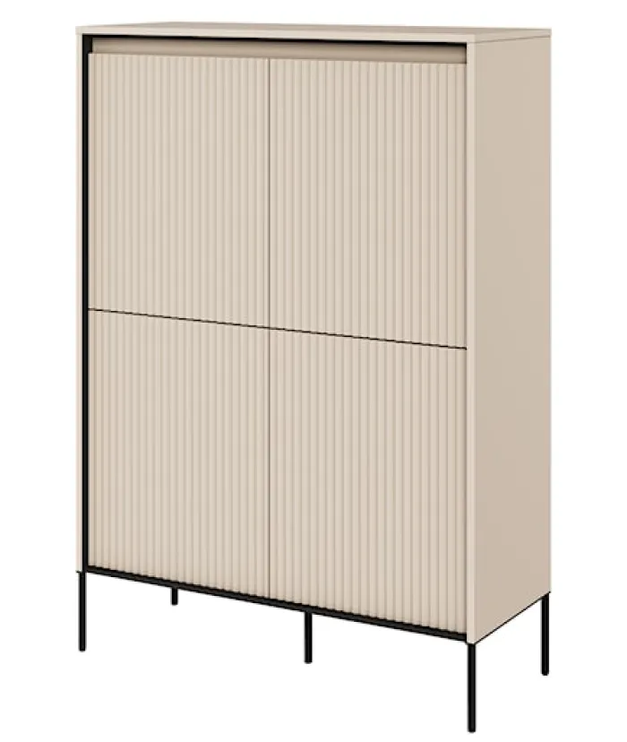Komoda czterodrzwiowa Trend wysoka 98 cm z LED Beżowa