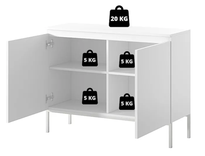 Komoda dwudrzwiowa Bemmi 100 cm biała z czarnymi nogami