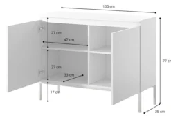 Komoda dwudrzwiowa Bemmi 100 cm biała z czarnymi nogami
