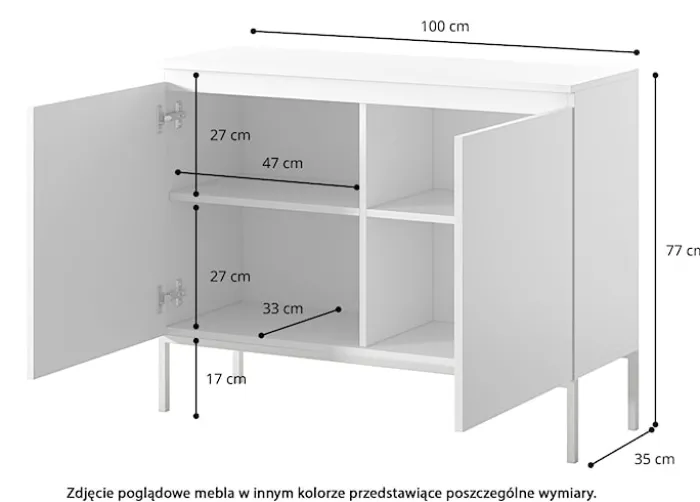 Komoda dwudrzwiowa Bemmi 100 cm czarna ze złotymi nogami