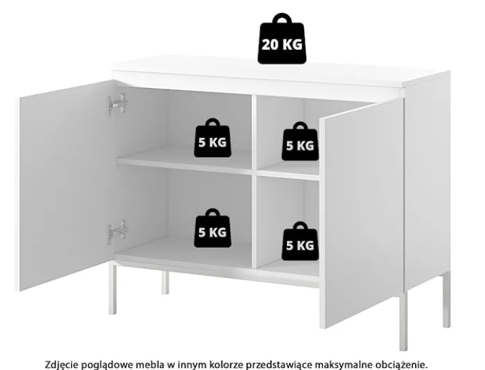 Komoda dwudrzwiowa Bemmi 100 cm czarna ze złotymi nogami
