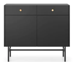 Komoda dwudrzwiowa Divenos z szufladami 104 cm Czarna