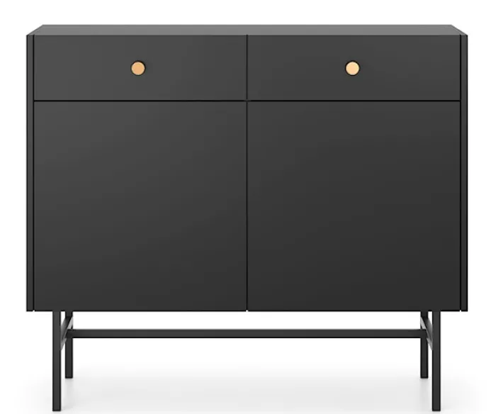 Komoda dwudrzwiowa Divenos z szufladami 104 cm Czarna