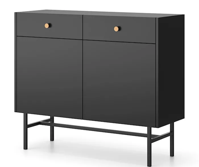 Komoda dwudrzwiowa Divenos z szufladami 104 cm Czarna