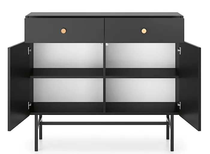 Komoda dwudrzwiowa Divenos z szufladami 104 cm Czarna